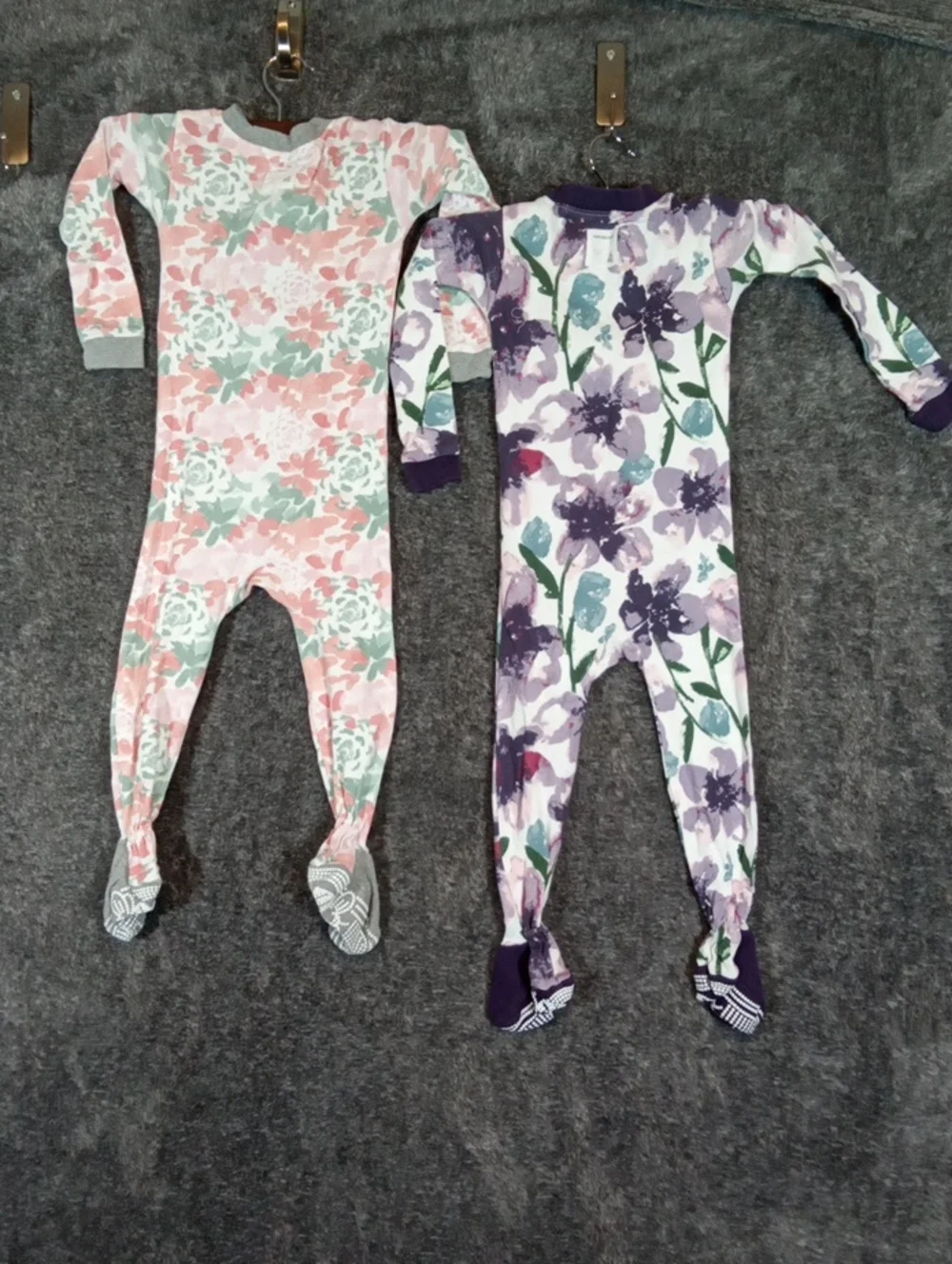 Burt's Bees Baby Floral Footed One-Piece Pajamas - Pink & Purple Girls 24M